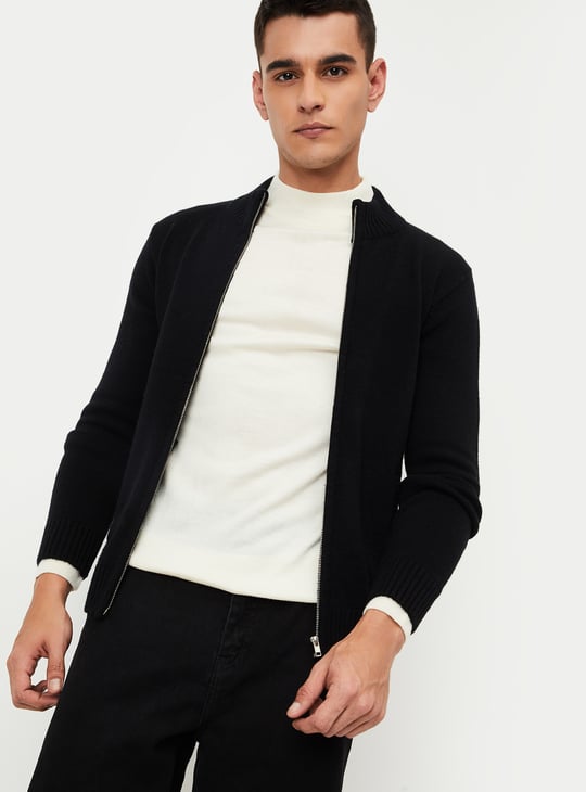 Men Knit Zip Cardigan