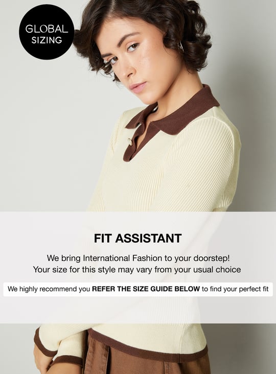 Women Rib Knit Polo Sweater