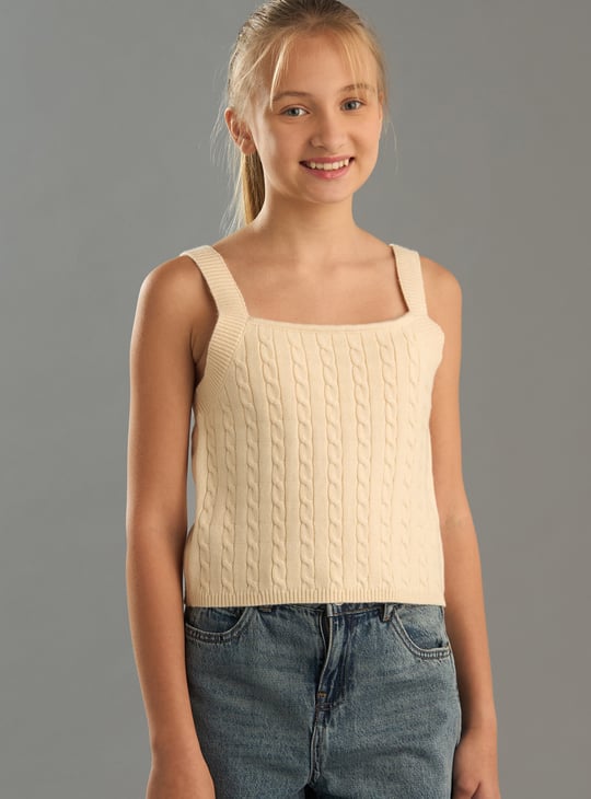 Girls Cable Knit Crop Top