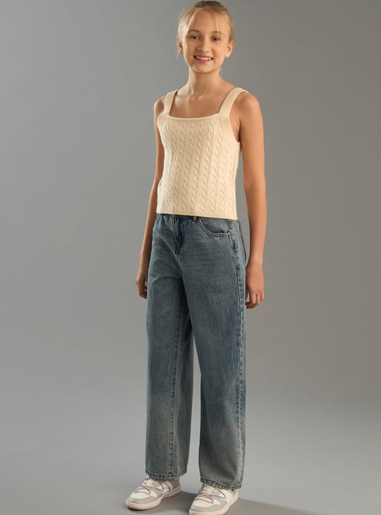 Girls Cable Knit Crop Top