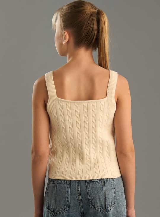 Girls Cable Knit Crop Top