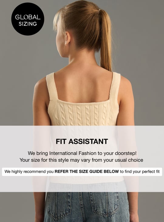 Girls Cable Knit Crop Top