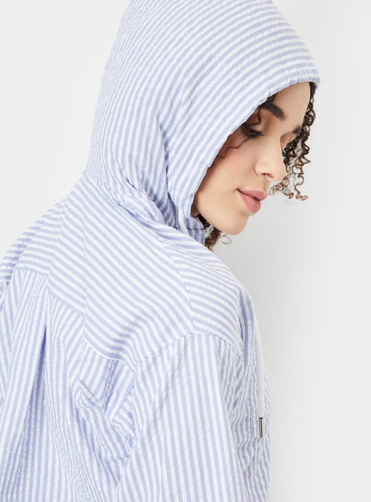 Women Striped Hooded Shirt