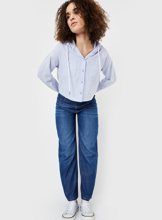 Women Striped Hooded Shirt