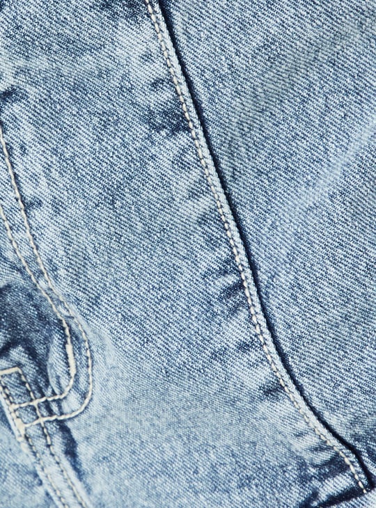 Women Washed Wide-Leg Cargo Jeans