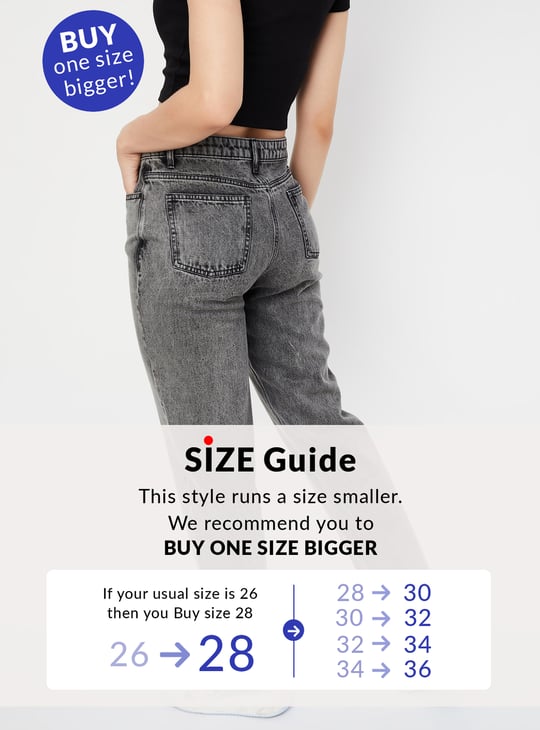 Women Mom Fit Washed Jeans