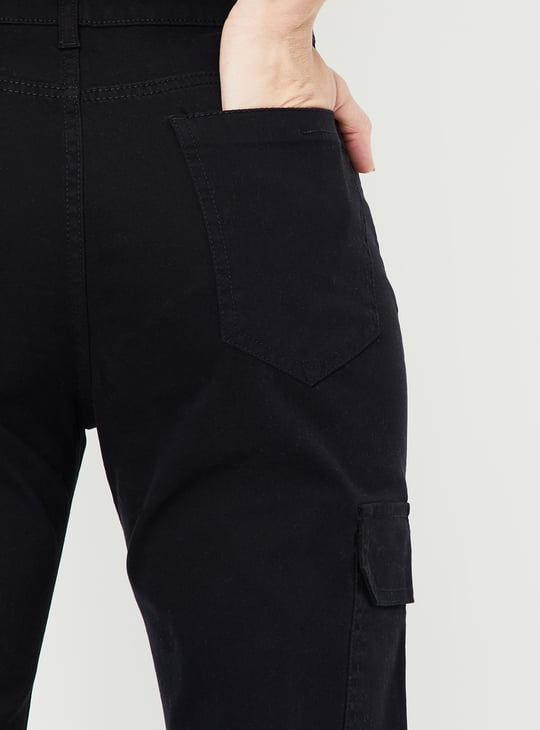 Women Solid Cargo Jeans