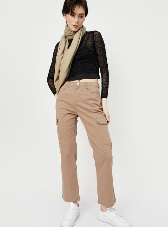 Women Solid Cargo Jeans