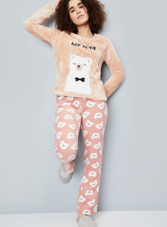 Women Fuzzy Pyjama Set