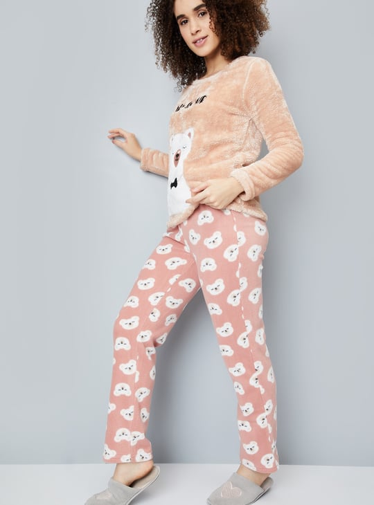 Women Fuzzy Pyjama Set