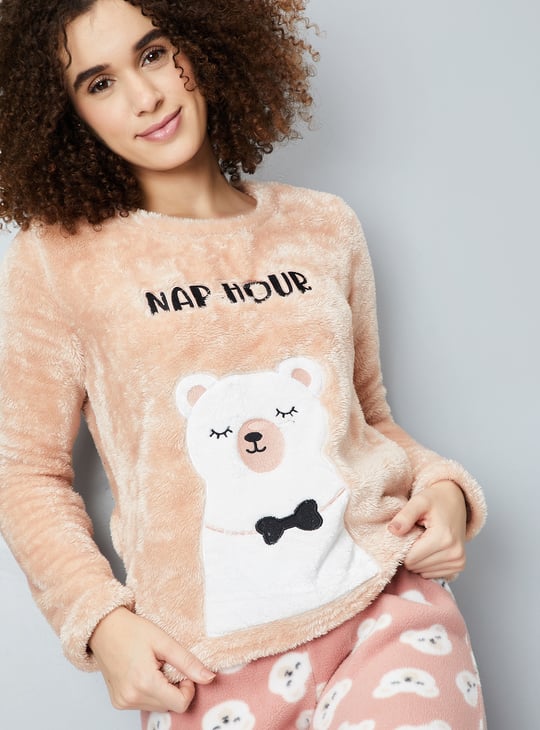 Women Fuzzy Pyjama Set