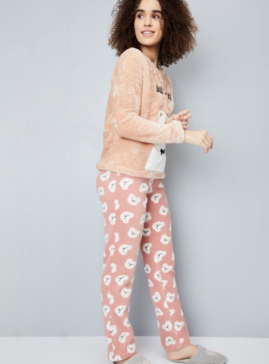 Women Fuzzy Pyjama Set
