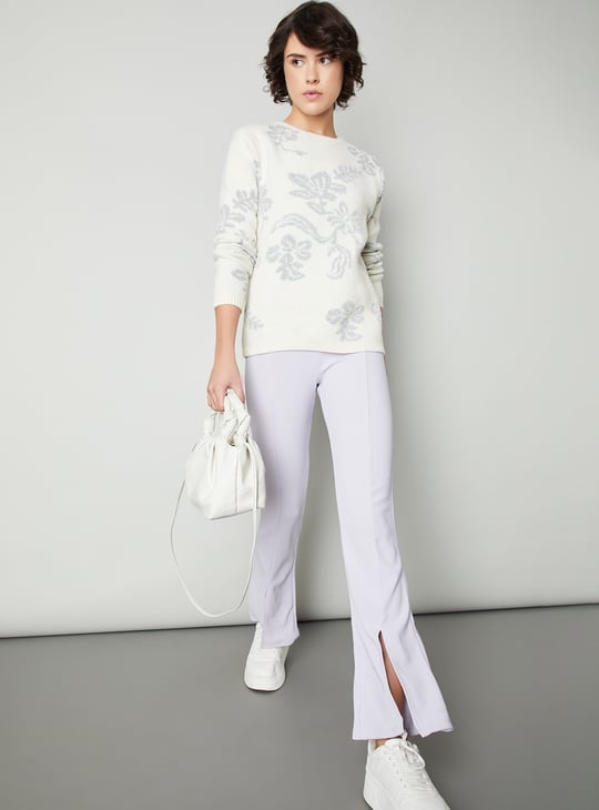 Women Metallic Jacquard Sweater