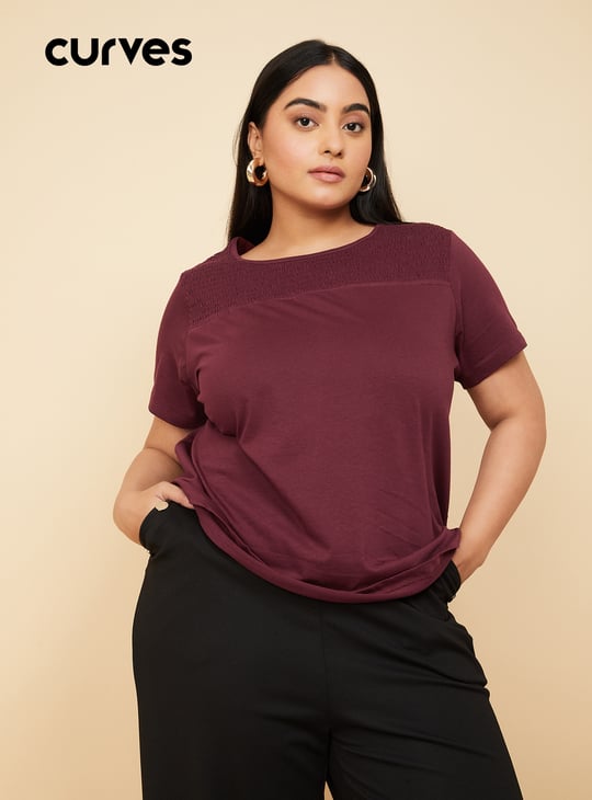 Women Smocked Yoke T-shirt