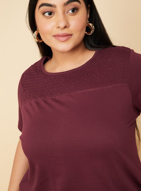 Women Smocked Yoke T-shirt