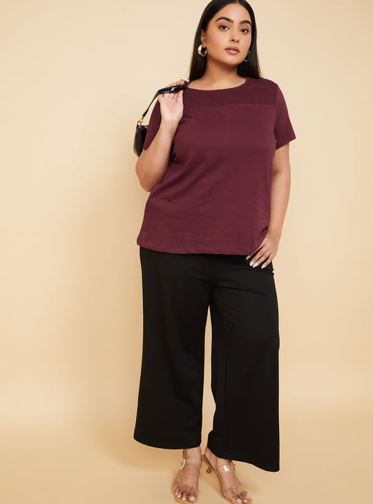 Women Smocked Yoke T-shirt