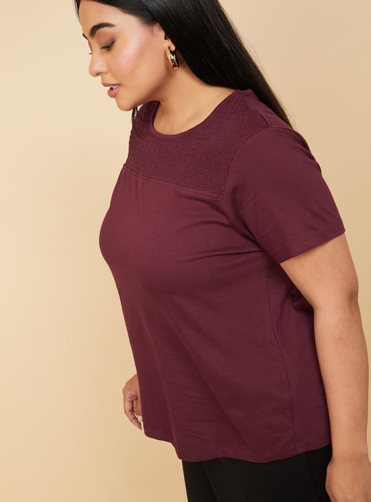 Women Smocked Yoke T-shirt