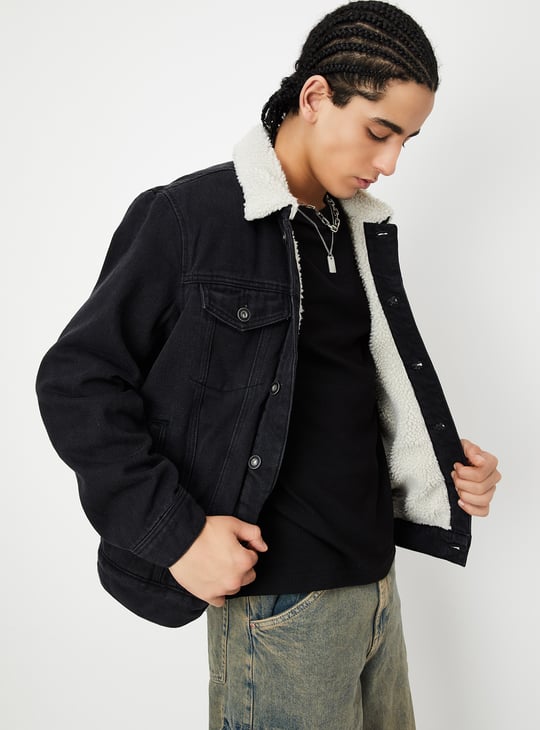 Men Fleece Lined Denim Jacket