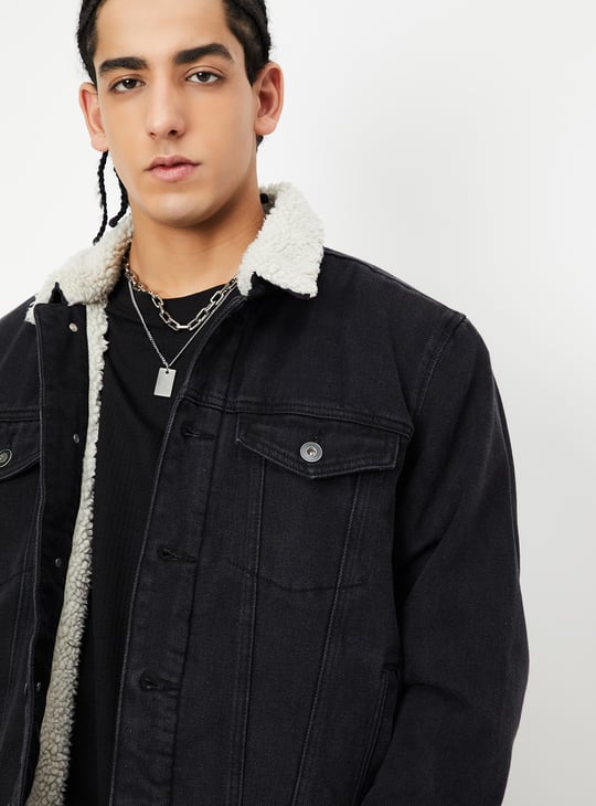 Men Fleece Lined Denim Jacket