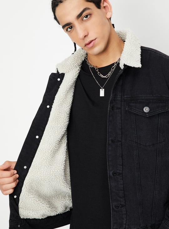 Men Fleece Lined Denim Jacket