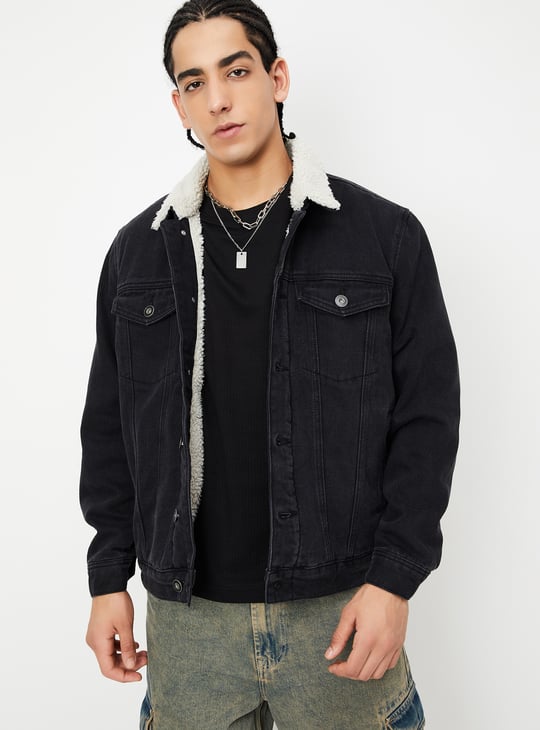 Men Fleece Lined Denim Jacket