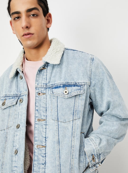 Men Fleece Lined Denim Jacket