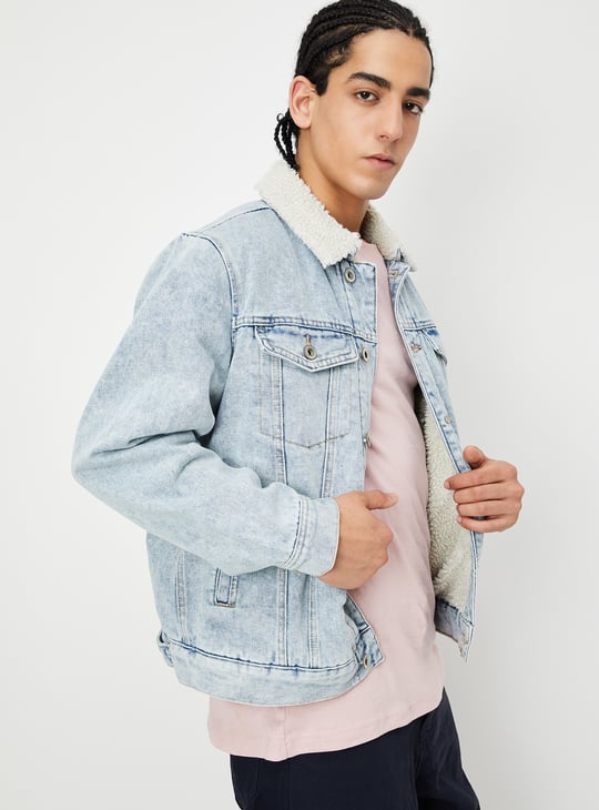 Men Fleece Lined Denim Jacket