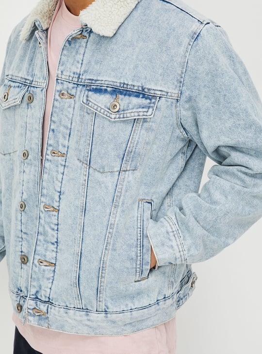 Men Fleece Lined Denim Jacket