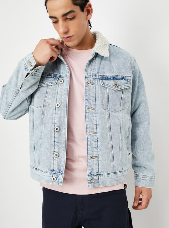Men Fleece Lined Denim Jacket
