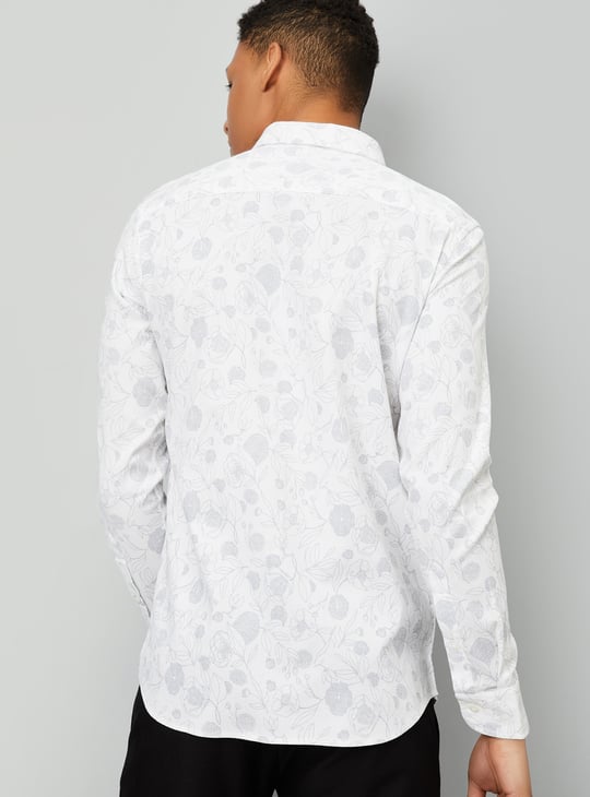 Men Floral Print Slim Fit Smart Casual Shirt