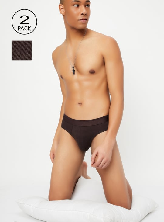 Men Solid Briefs - Pack of 2