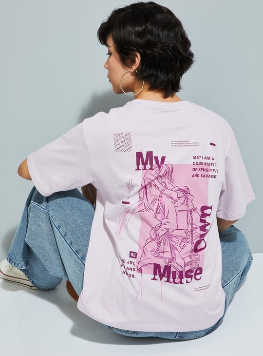 URB_N Women Graphic Print Oversized T-shirt