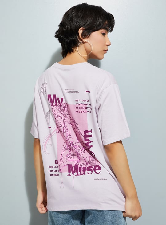 URB_N Women Graphic Print Oversized T-shirt