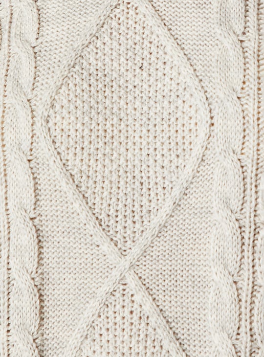 Women Cable Knit Belted Midi Dress