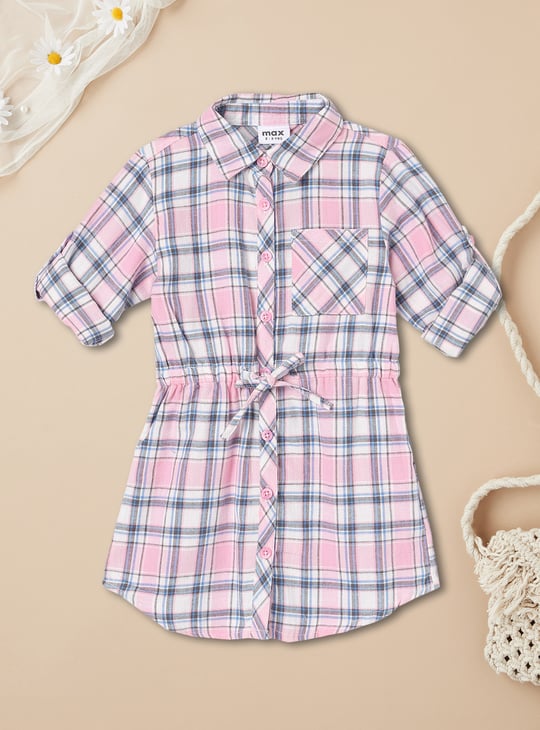 Girls Checked Shirt Dress