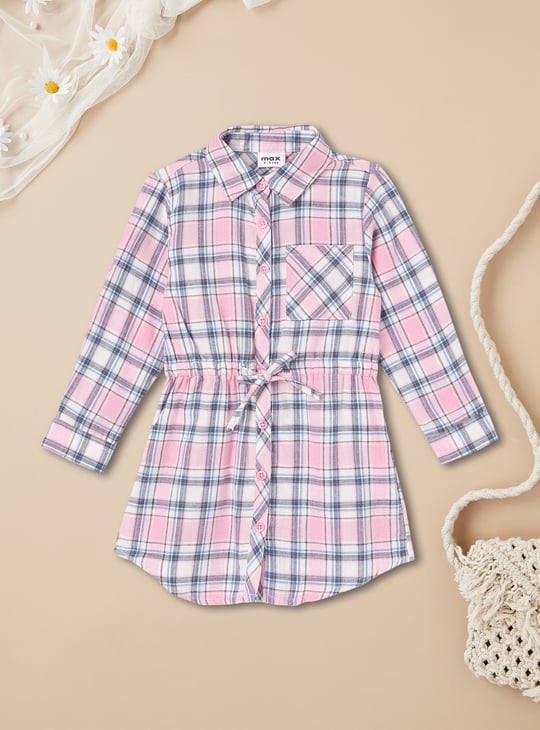 Girls Checked Shirt Dress