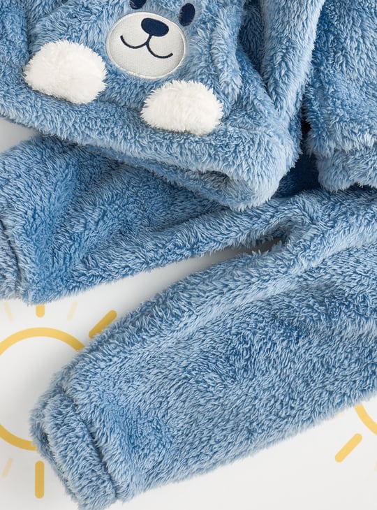 Boys Faux Fur Hooded Sleepwear Set