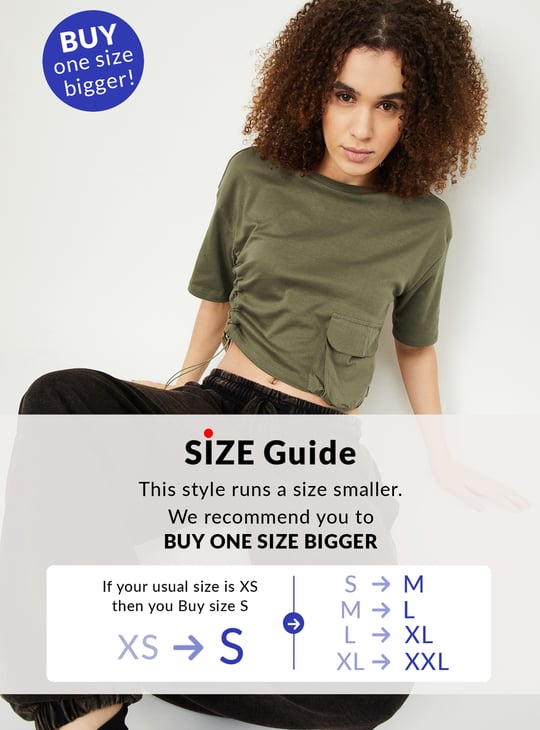 Women Solid Athleisure Crop T-shirt