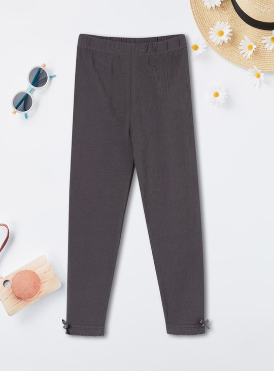 Girls Leggings with Bow-Detailed Hem