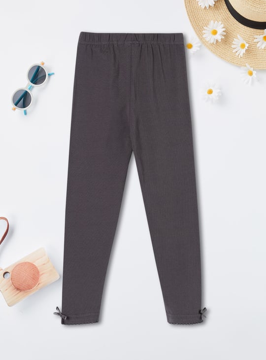 Girls Leggings with Bow-Detailed Hem