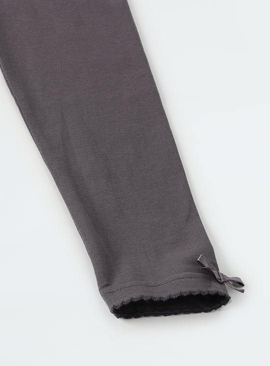 Girls Leggings with Bow-Detailed Hem