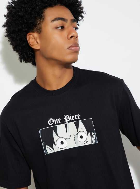 URB_N Men One Piece Print Oversized T-shirt | Black | Printed