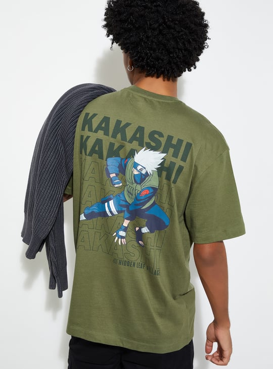 URB_N Men Kakashi Print Oversized T-shirt