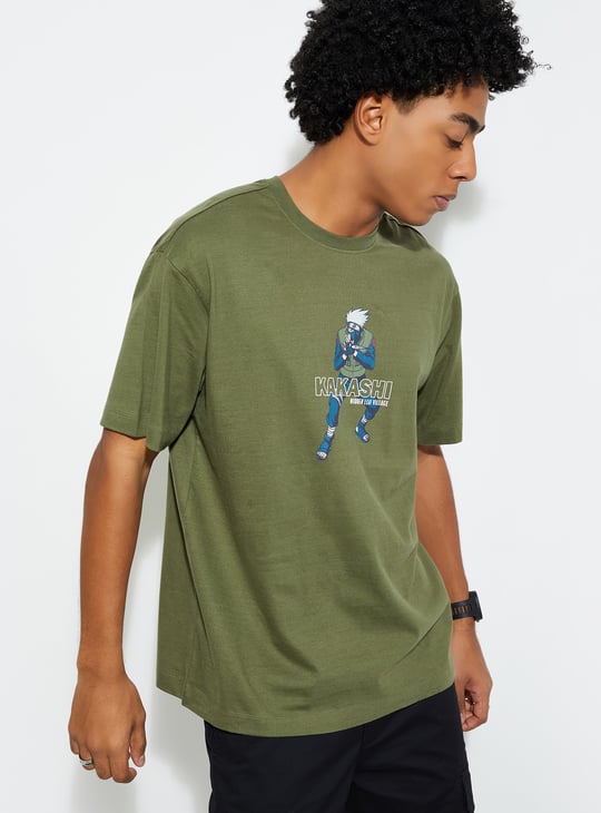 URB_N Men Kakashi Print Oversized T-shirt