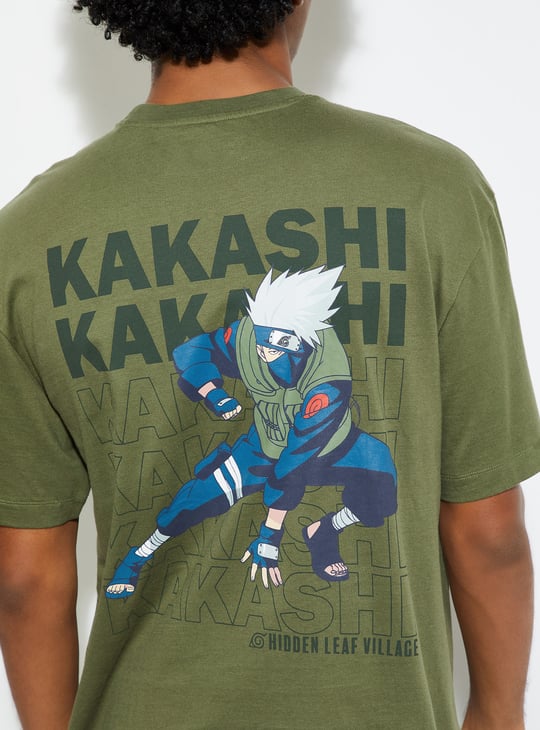 URB_N Men Kakashi Print Oversized T-shirt