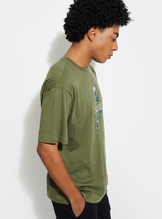 URB_N Men Kakashi Print Oversized T-shirt