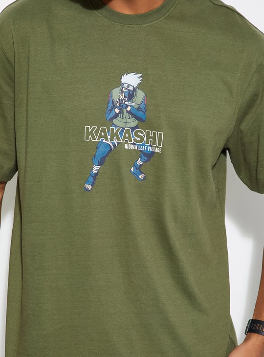 URB_N Men Kakashi Print Oversized T-shirt