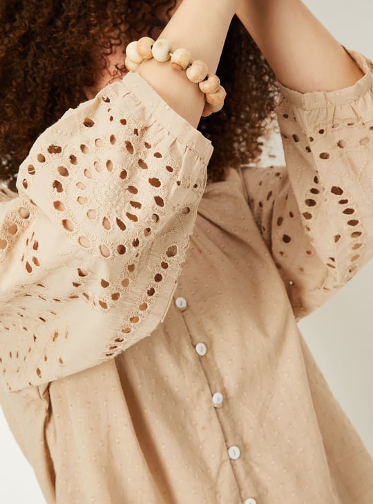 Kalki x Max Women Schiffli Tunic | Beige | Embroidered