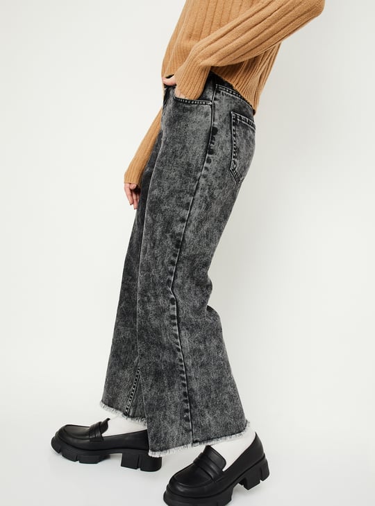 Women Washed Wide Leg Jeans