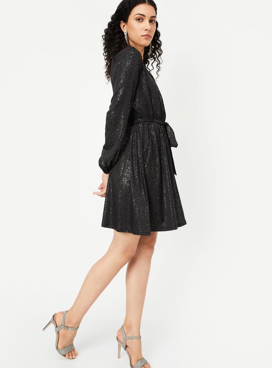 ALAYA F x URB_N Women Shimmer Wrap Party Dress